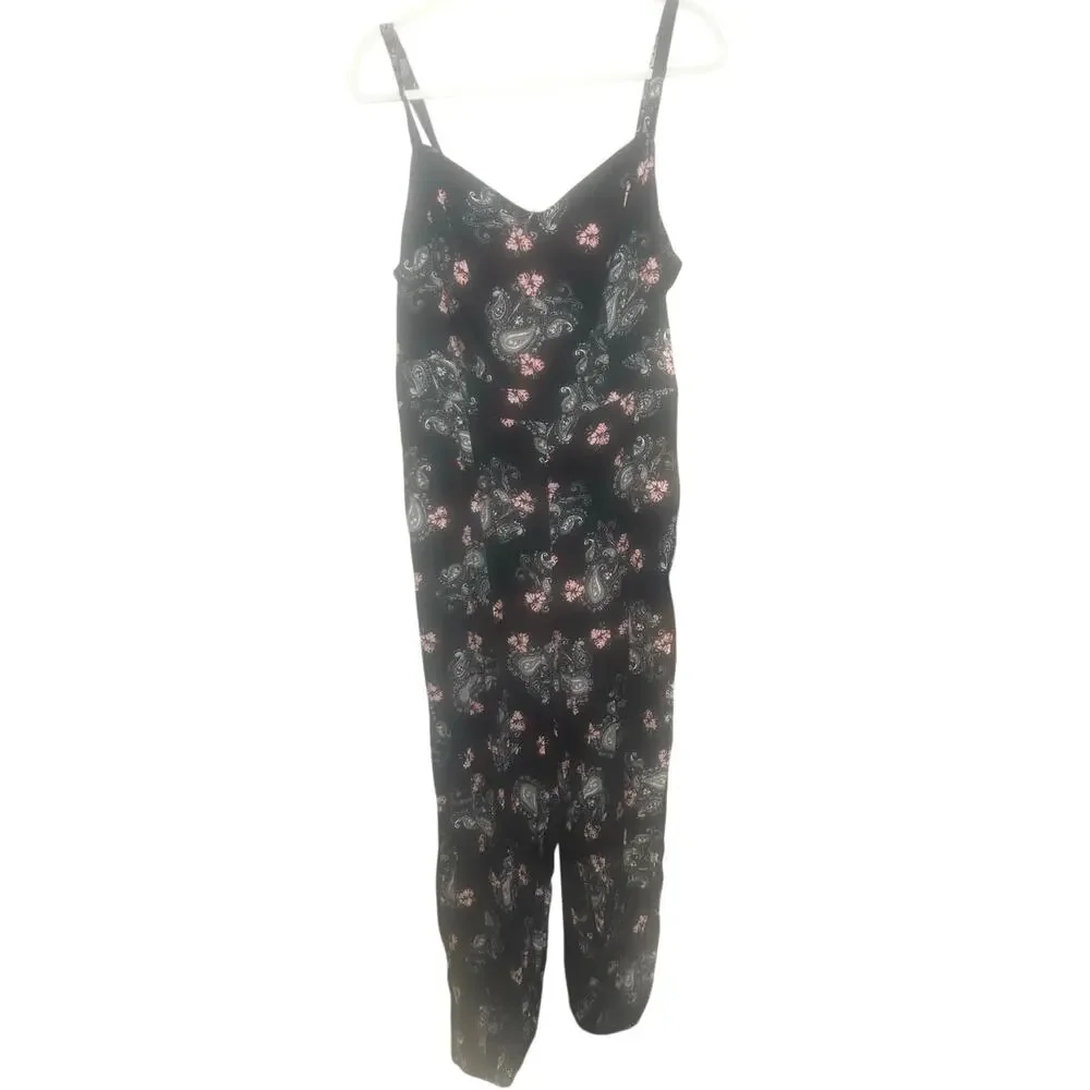 Torrid Size 2 Black Paisley Floral Jogger Jumpsuit Plus Size 2X Pockets - Picture 2 of 5